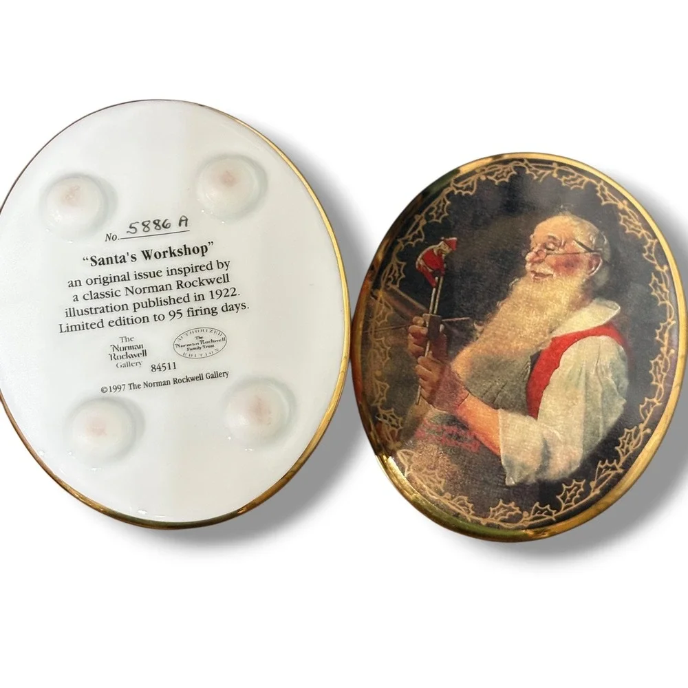 Norman Rockwell Santa's Workshop Musical Trinket Box 1997 Limited Edition 5886A